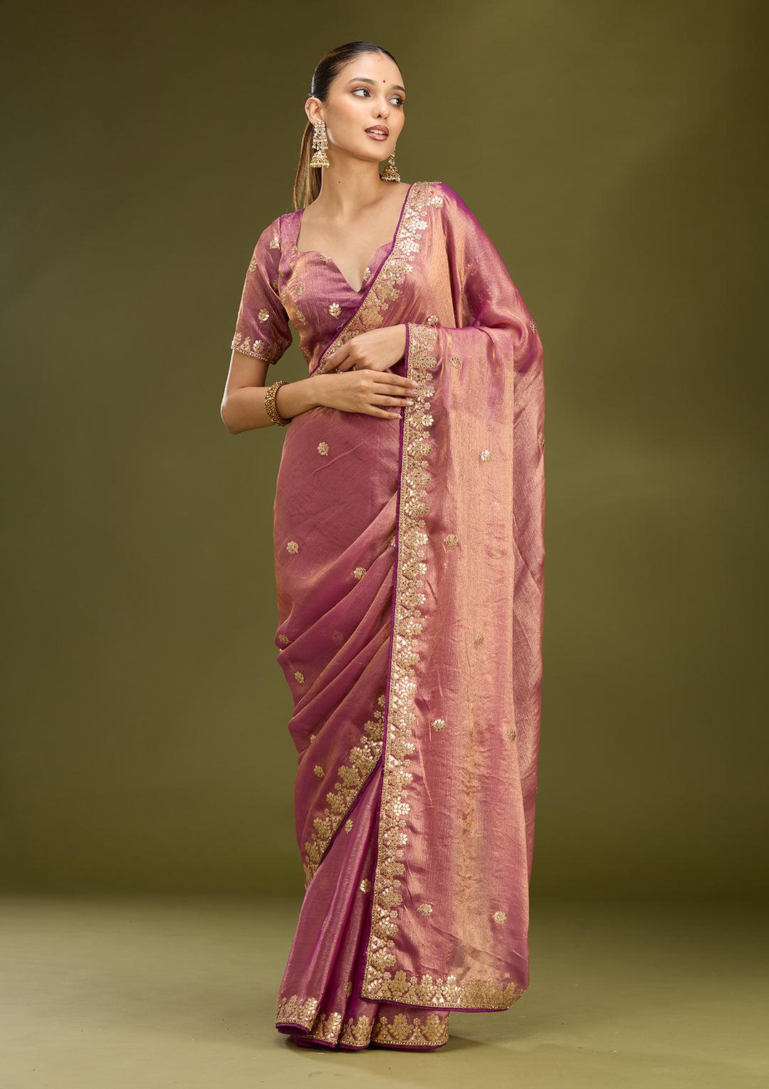 Purple Gotapatti Chiffon Saree