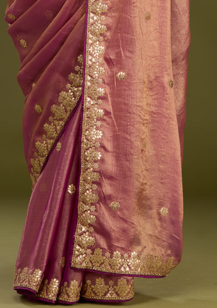 Purple Gotapatti Chiffon Saree
