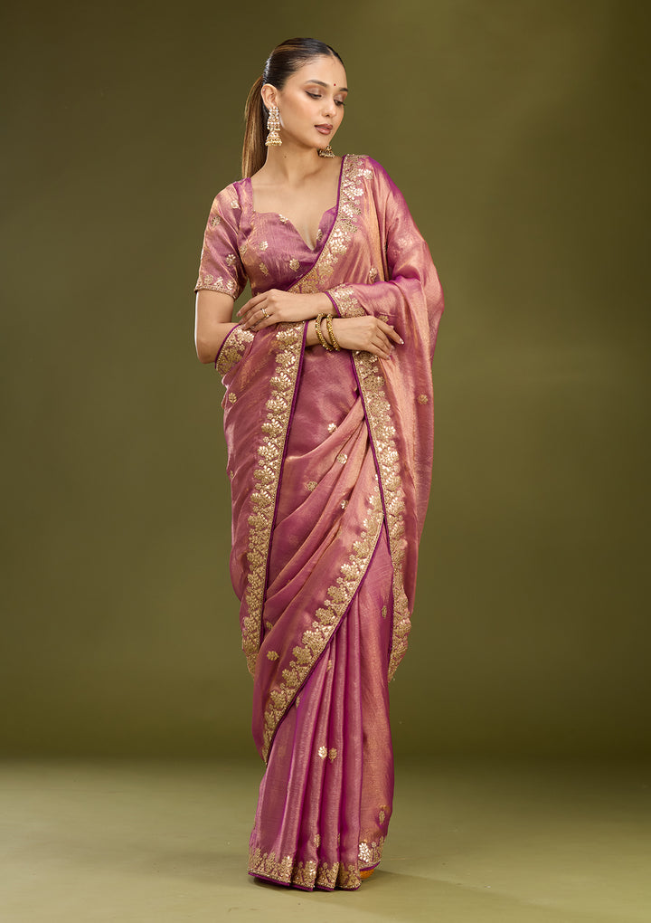 Purple Gotapatti Chiffon Saree