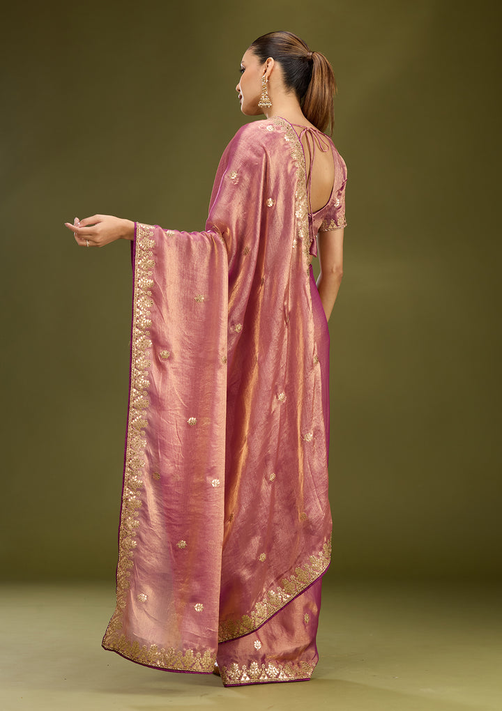 Purple Gotapatti Chiffon Saree