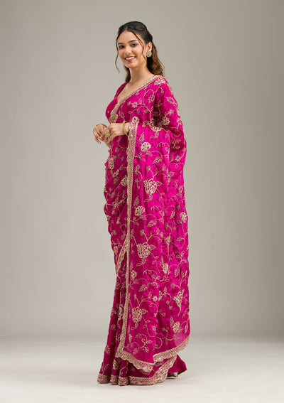Turquoise Blue Threadwork Linen Unstitched Salwar Suit-koskii