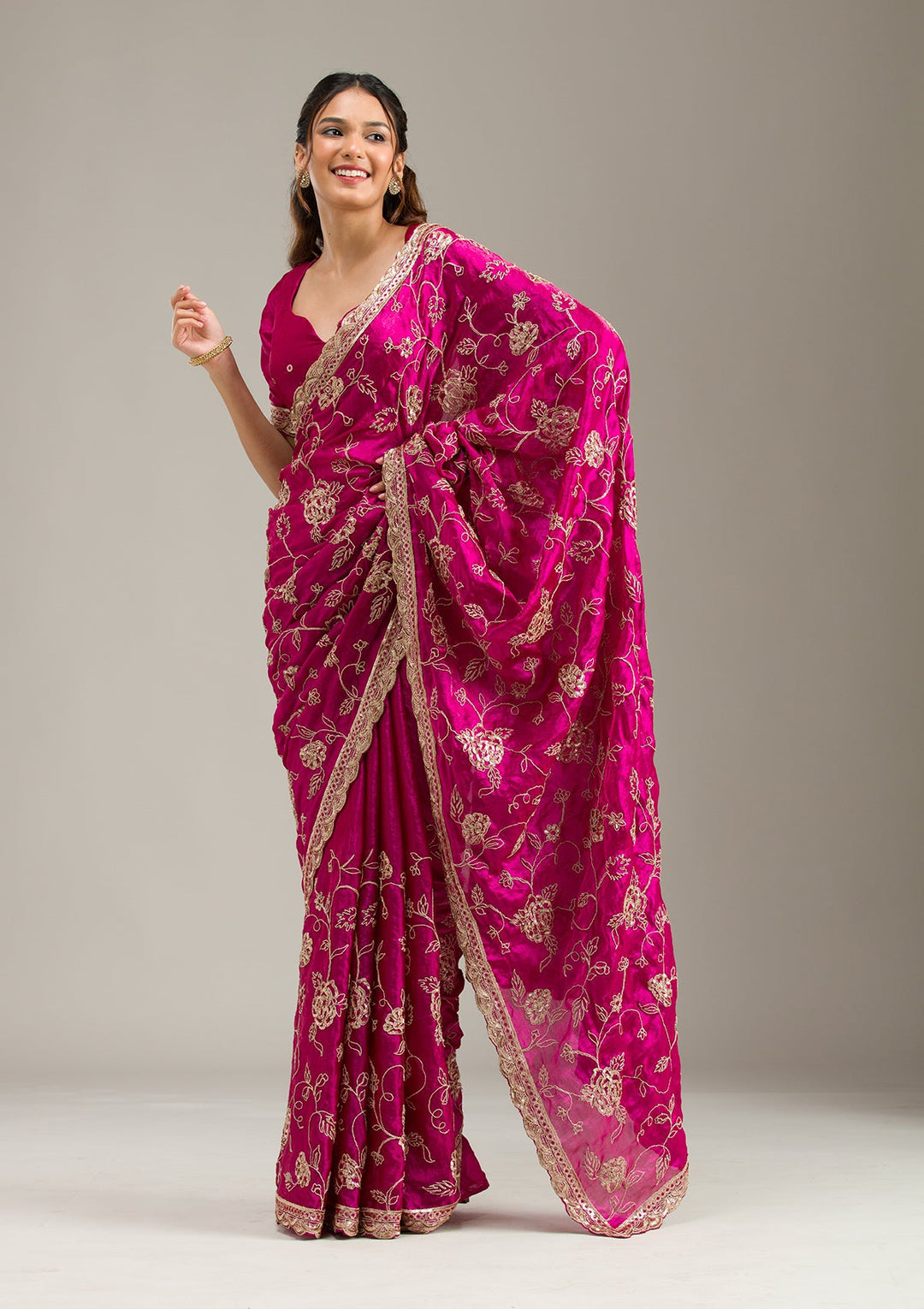 Onion Pink Zariwork Cotton Unstitched Salwar Suit-koskii