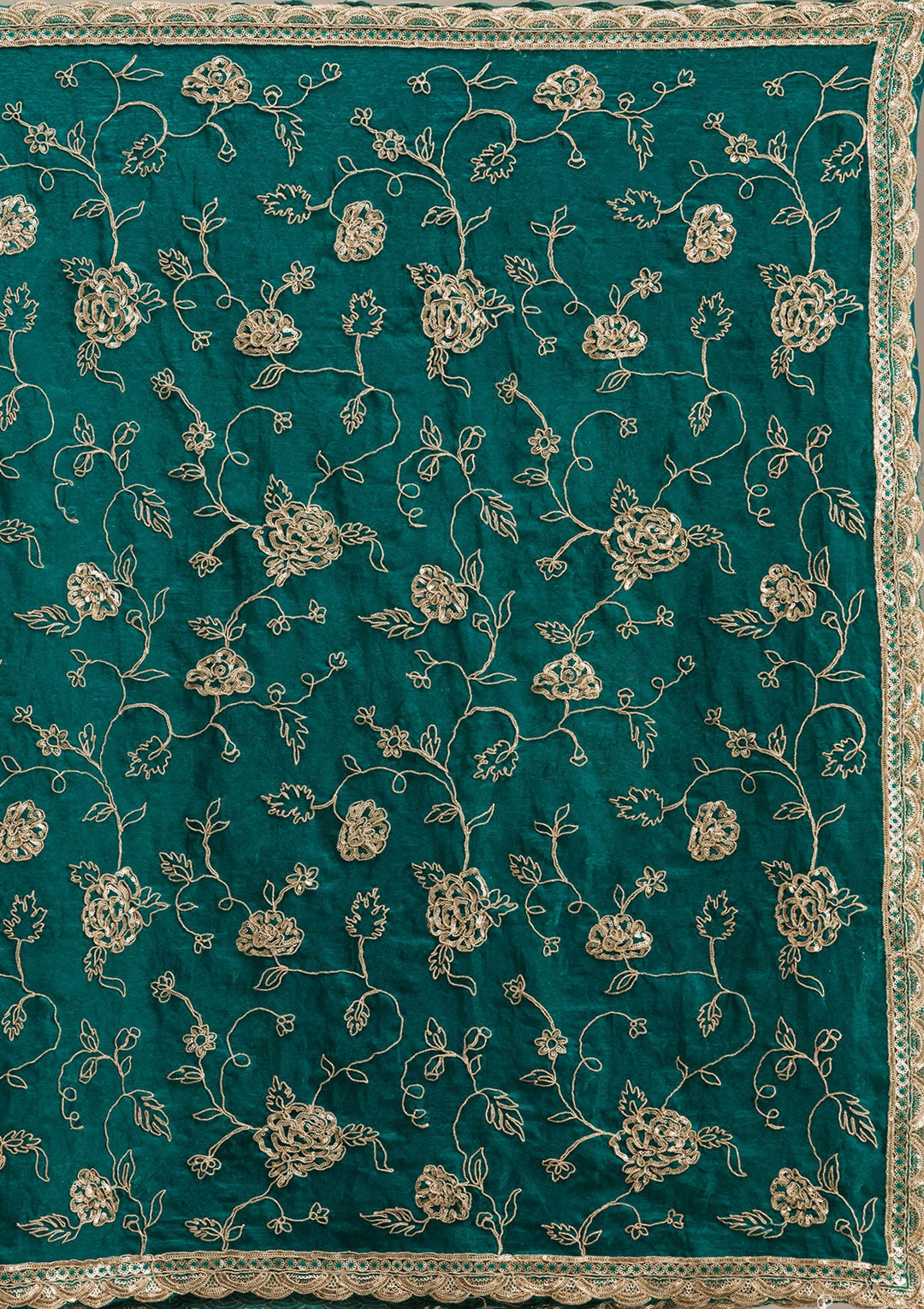 Cream Threadwork Dola Silk Unstitched Salwar Suit-koskii