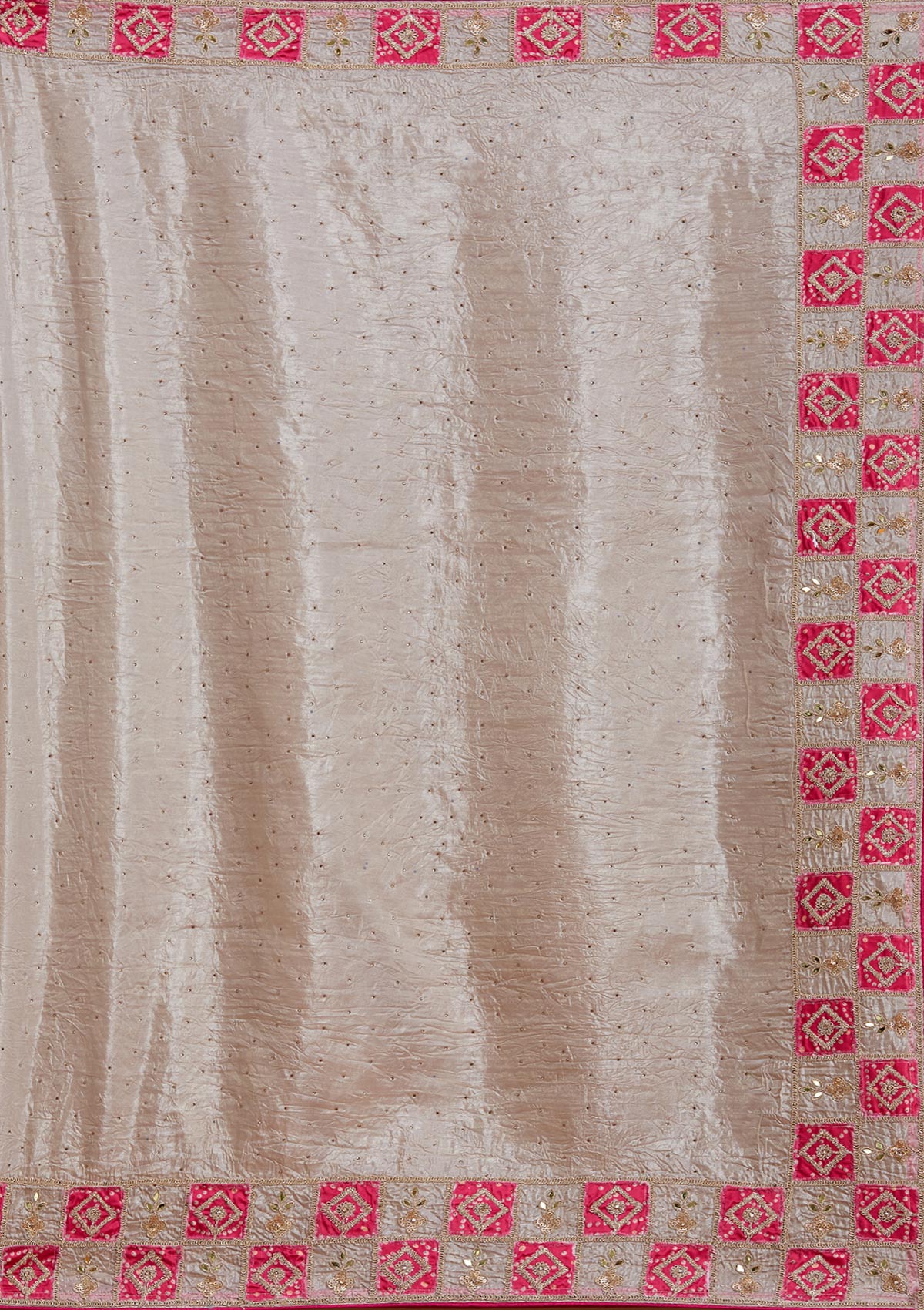 Beige Gotapatti Tissue Saree-Koskii