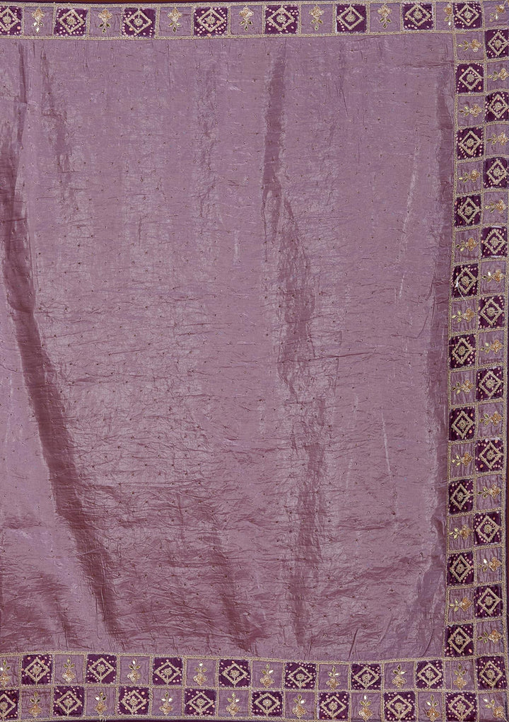 Light Lavender Gotapatti Tissue Saree-Koskii