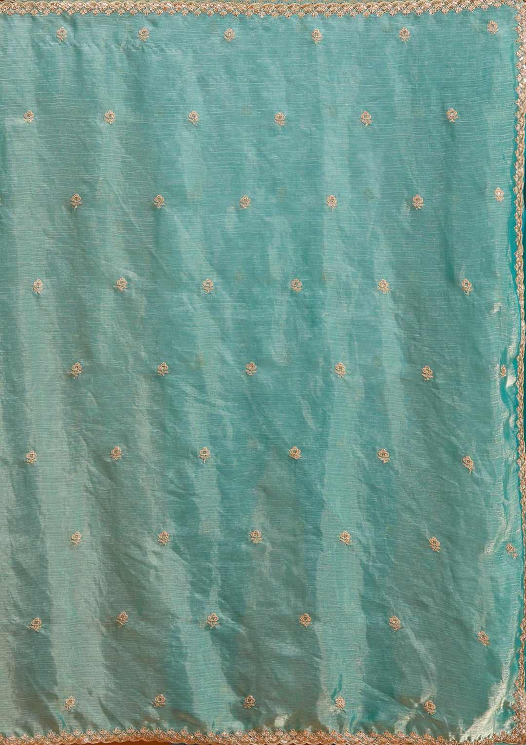 Sea Green Cording Tissue Saree-Koskii