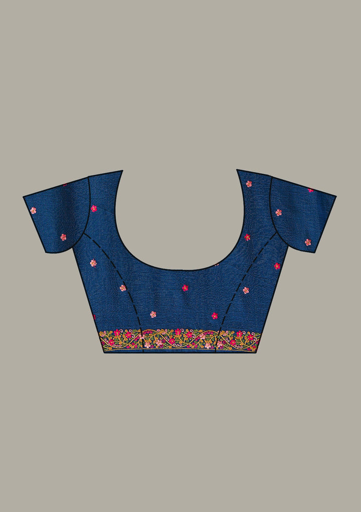 Peacock Blue Sequins Soft Raw Silk Readymade Salwar Suit-koskii