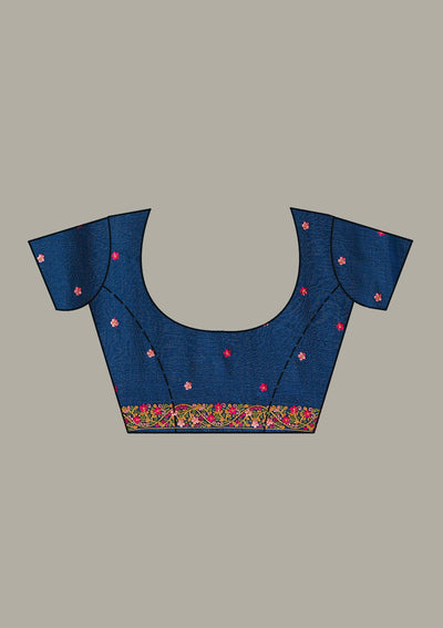 Peacock Blue Sequins Soft Raw Silk Readymade Salwar Suit-koskii