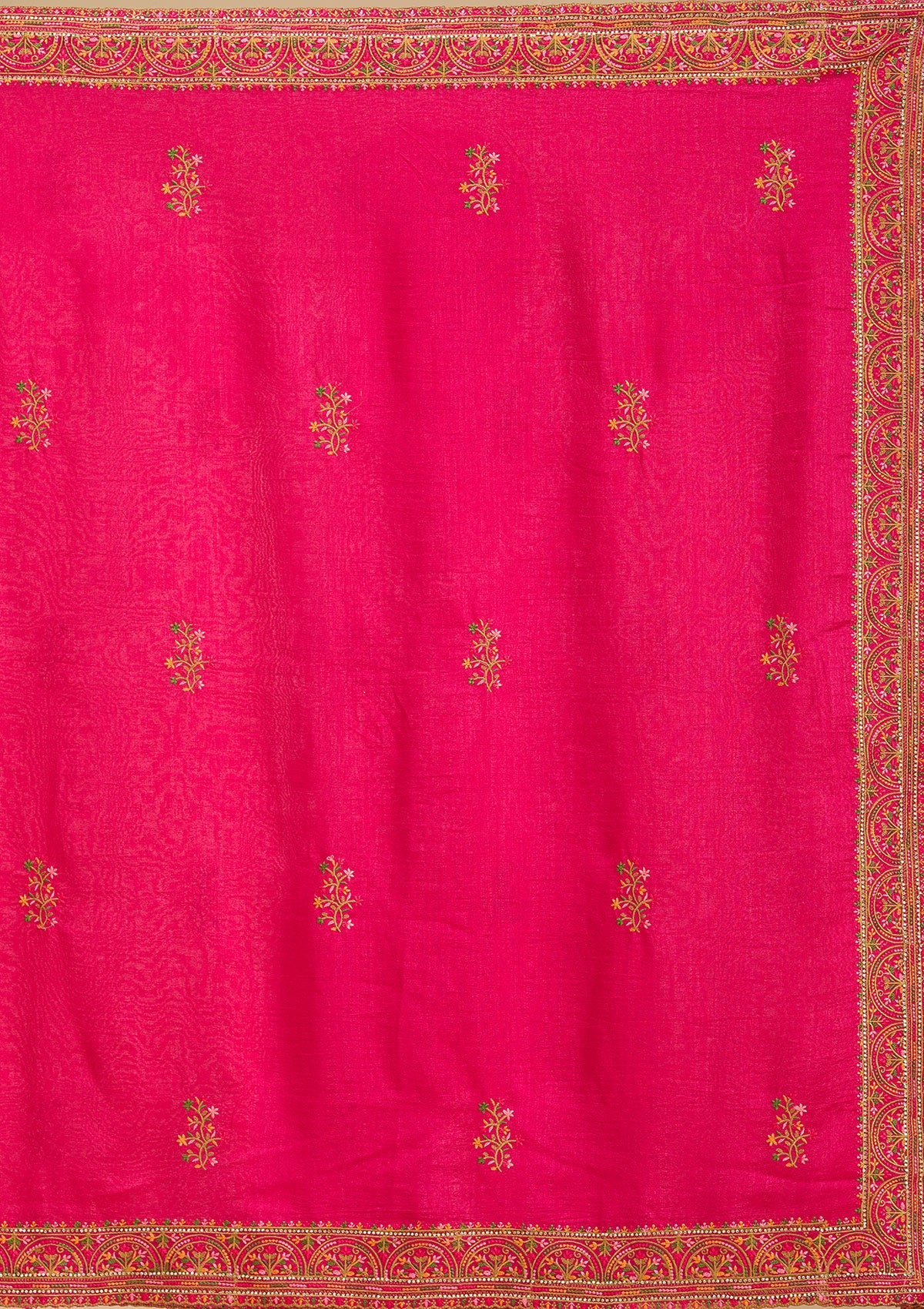 Rani Pink Kashmiri Soft Raw Silk Saree-Koskii