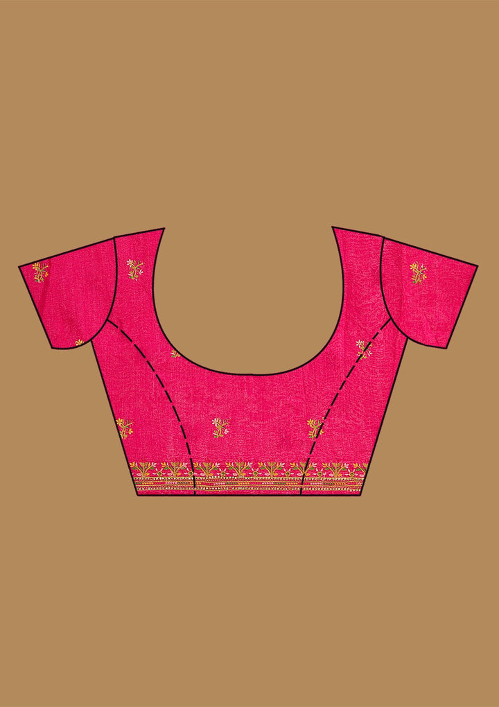 Rani Pink Kashmiri Soft Raw Silk Saree-Koskii