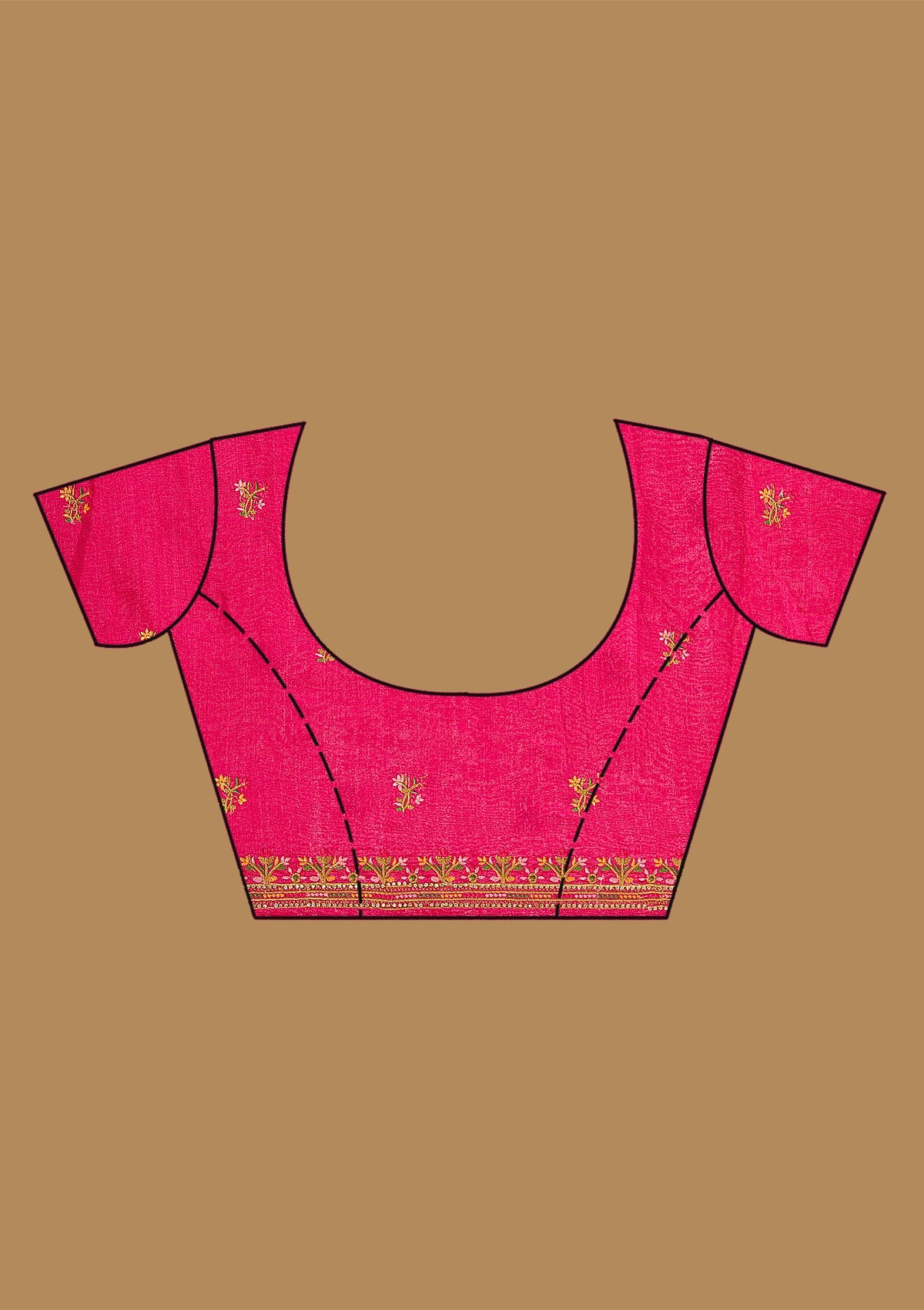 Rani Pink Kashmiri Soft Raw Silk Saree-Koskii