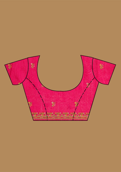 Rani Pink Kashmiri Soft Raw Silk Saree-Koskii