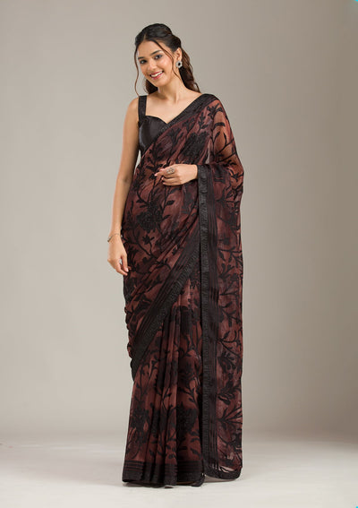 Black Zariwork (Gold) Dola Silk Unstitched Salwar Suit-koskii