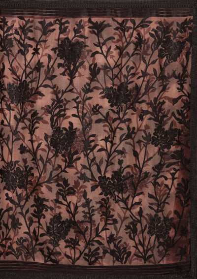 Black Zariwork (Gold) Dola Silk Unstitched Salwar Suit-koskii