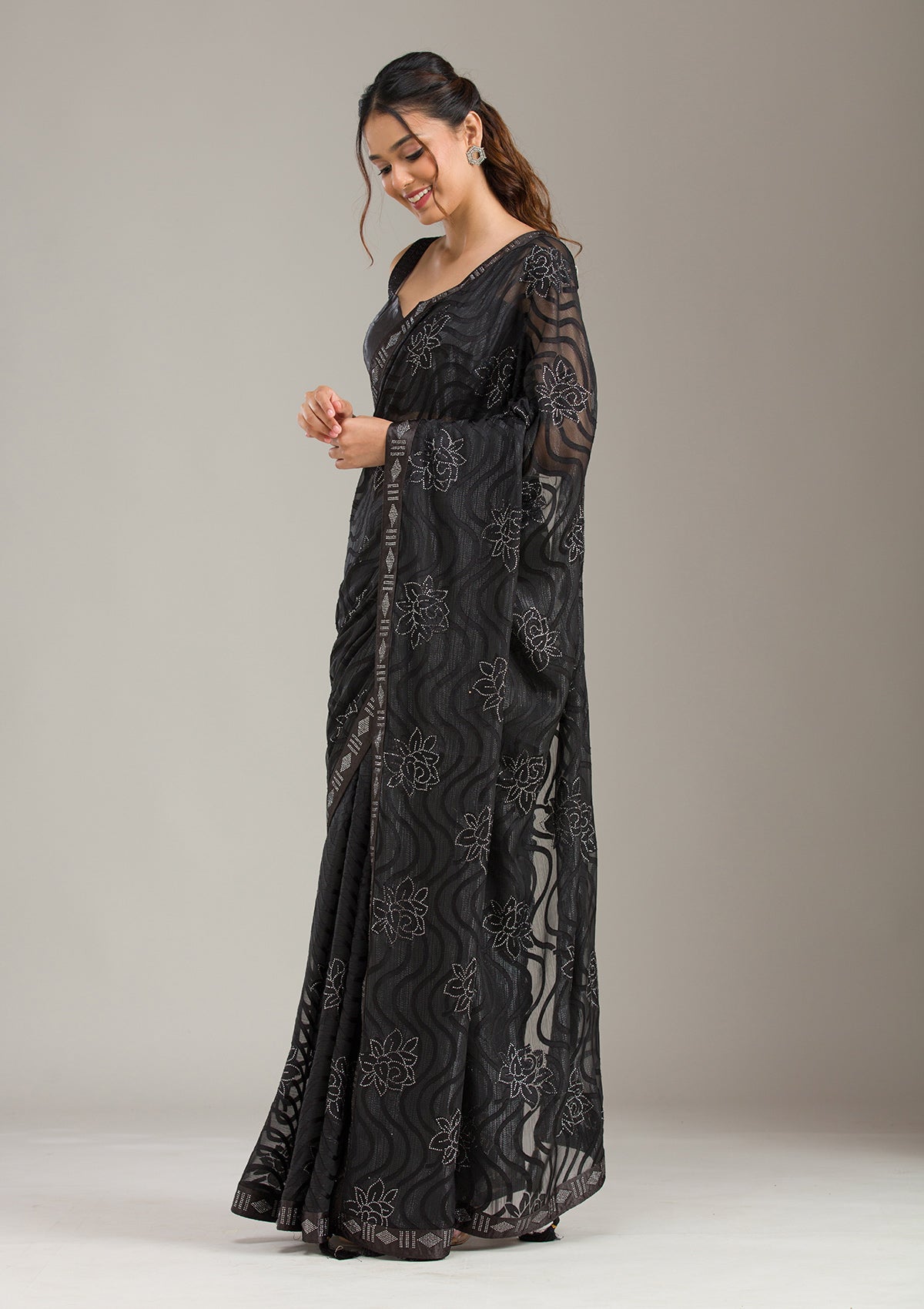 Navy Blue Zariwork (Gold) Banarasi Unstitched Salwar Suit-koskii
