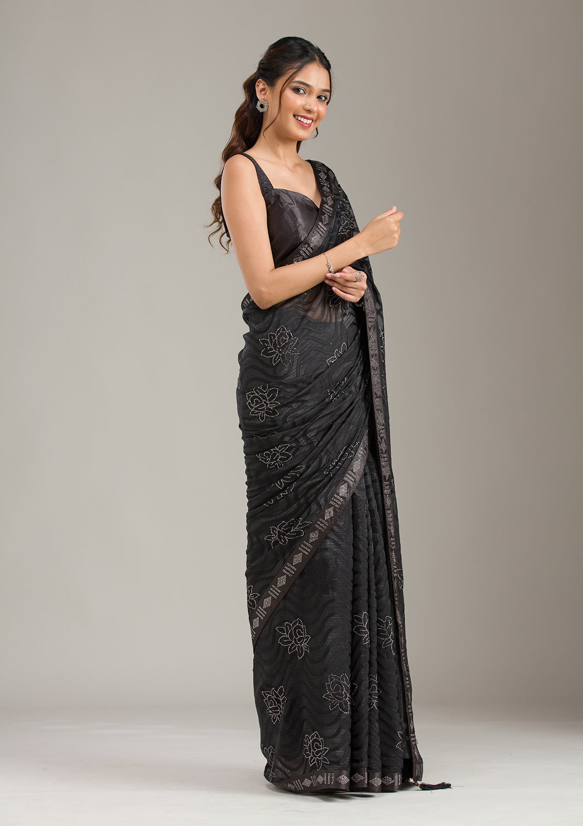 Navy Blue Zariwork (Gold) Banarasi Unstitched Salwar Suit-koskii