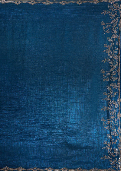 Navy Blue Stonework (Gold) Georgette Saree-Koskii