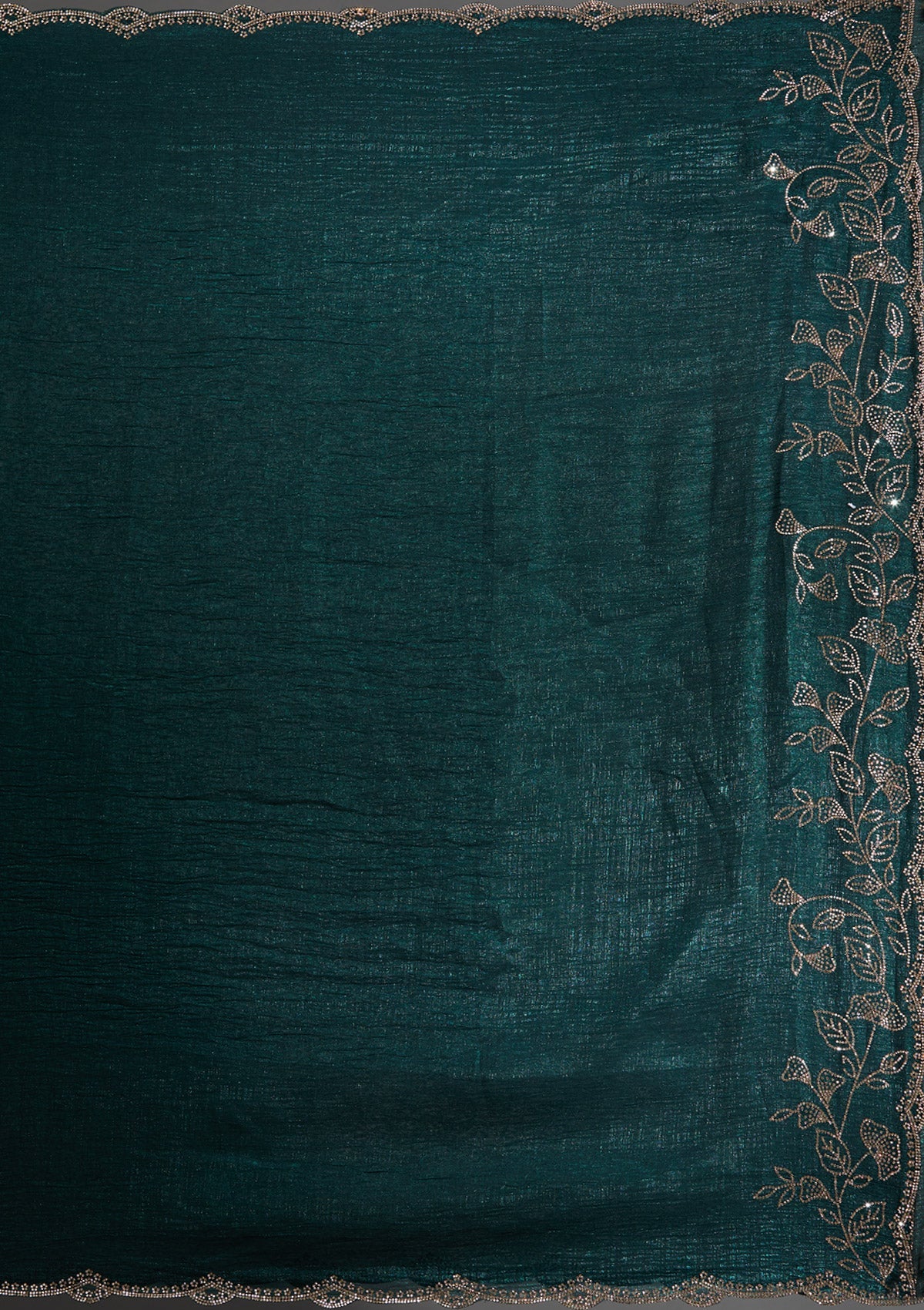 Teal Green Stonework (Gold) Georgette Saree-Koskii