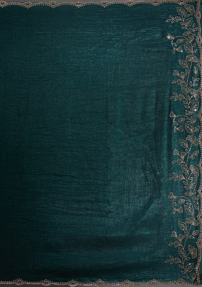 Teal Green Stonework (Gold) Georgette Saree-Koskii