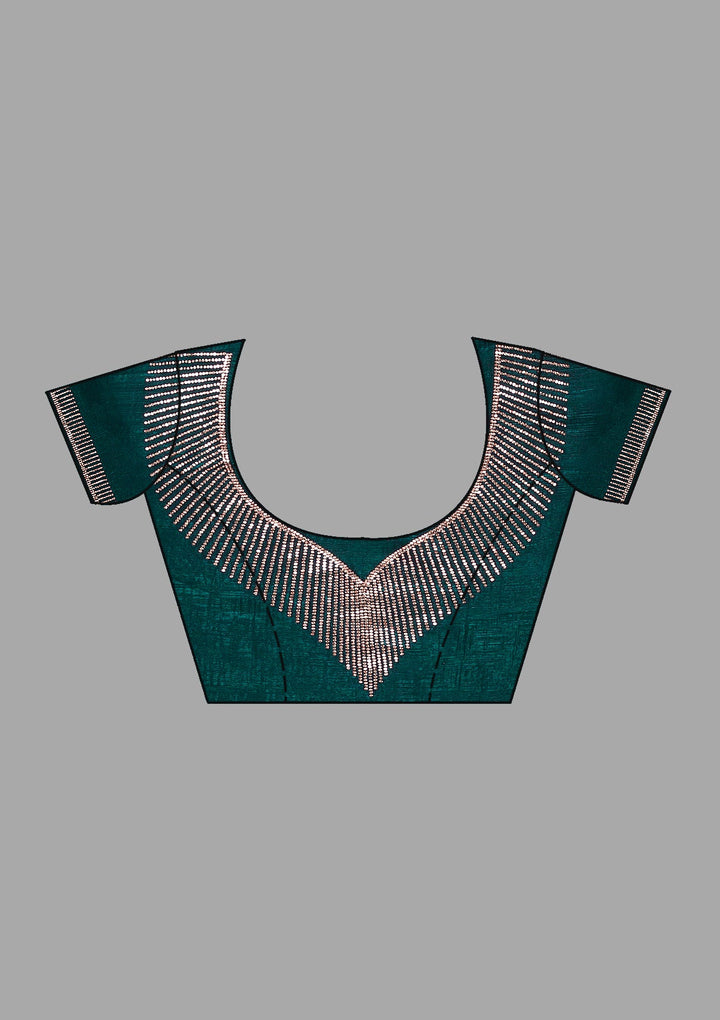 Teal Green Stonework (Gold) Georgette Saree-Koskii