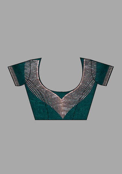 Teal Green Stonework (Gold) Georgette Saree-Koskii