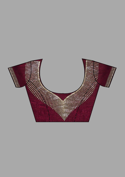 Wine Stonework (Gold) Georgette Saree-Koskii