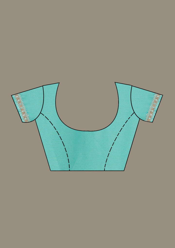 Sea Green Stonework (Gold) Tissue Saree-Koskii