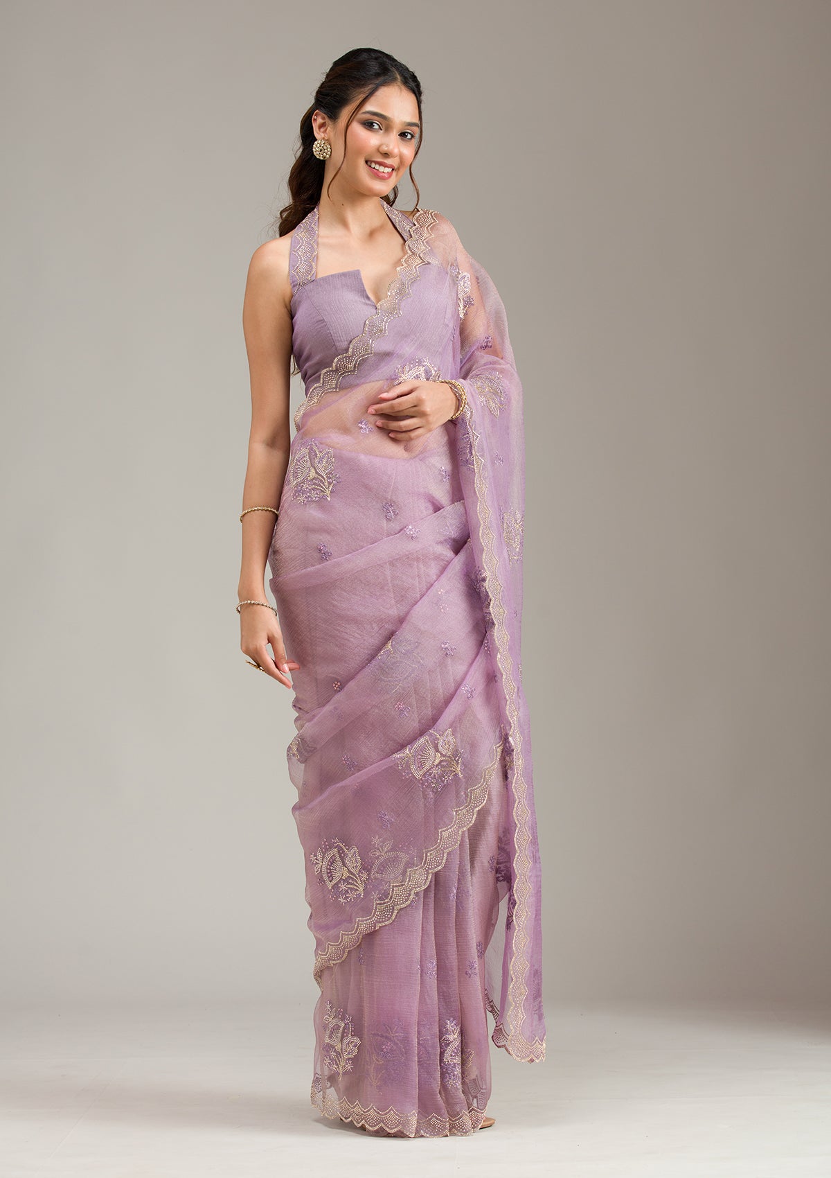 Copper Zariwork (Gold) Tissue Readymade Salwar Suit-koskii