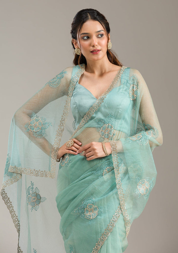 Cream Zariwork Semi Crepe Readymade Lehenga-koskii