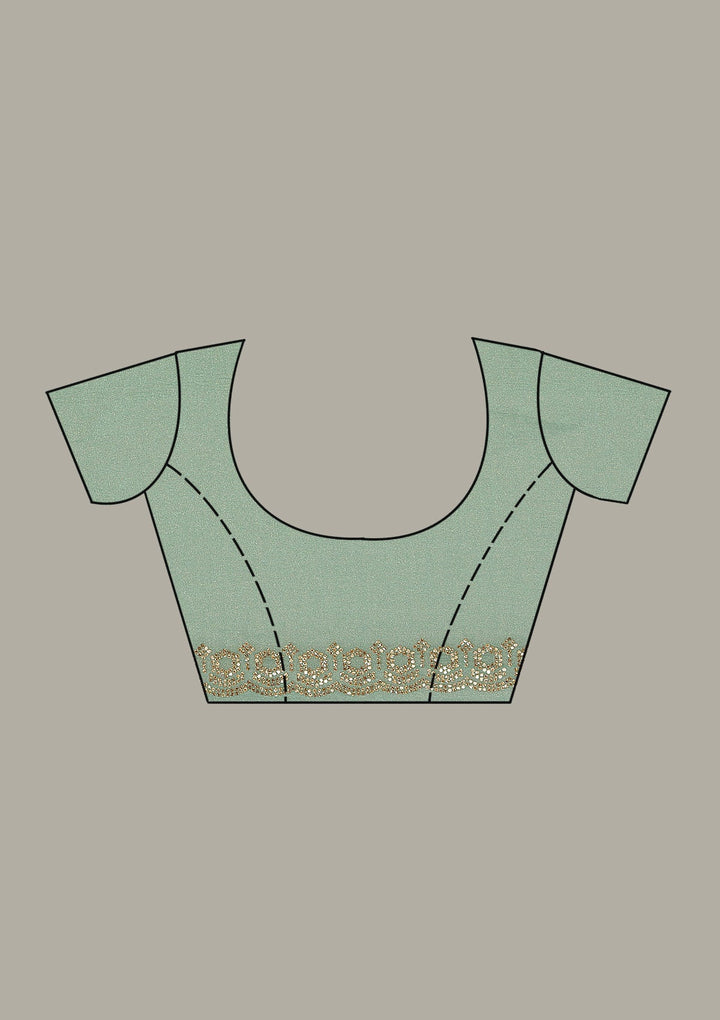 Sky Blue Mirrorwork Soft Raw Silk Readymade Lehenga-koskii
