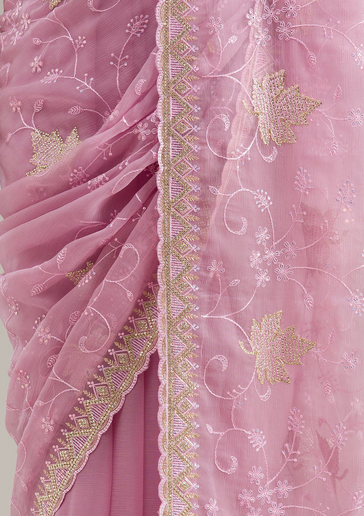 Magenta Pink Mirrorwork Soft Raw Silk Readymade Lehenga-koskii