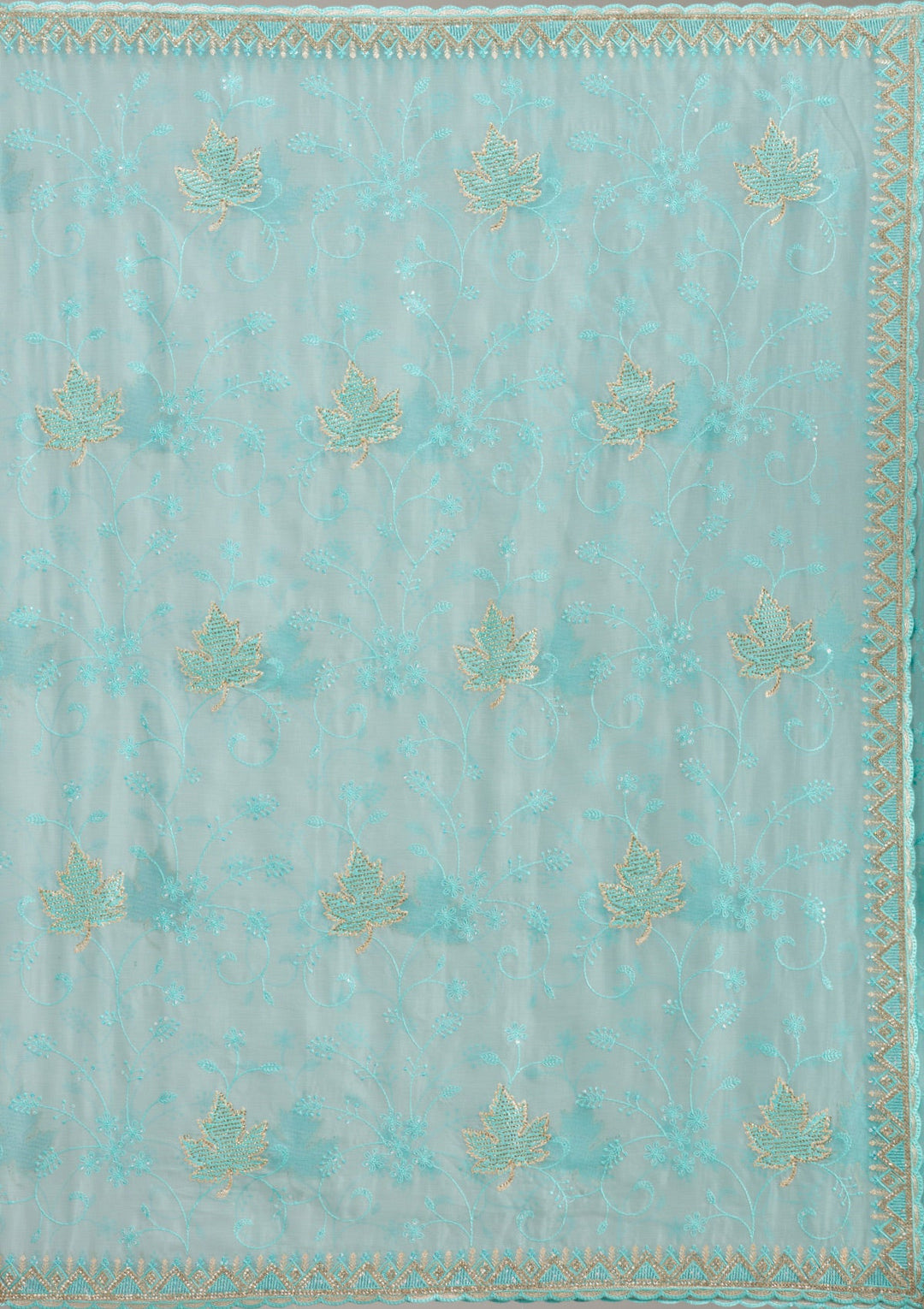 Royal Blue Zariwork (Gold) Chinon Readymade Salwar Suit-koskii