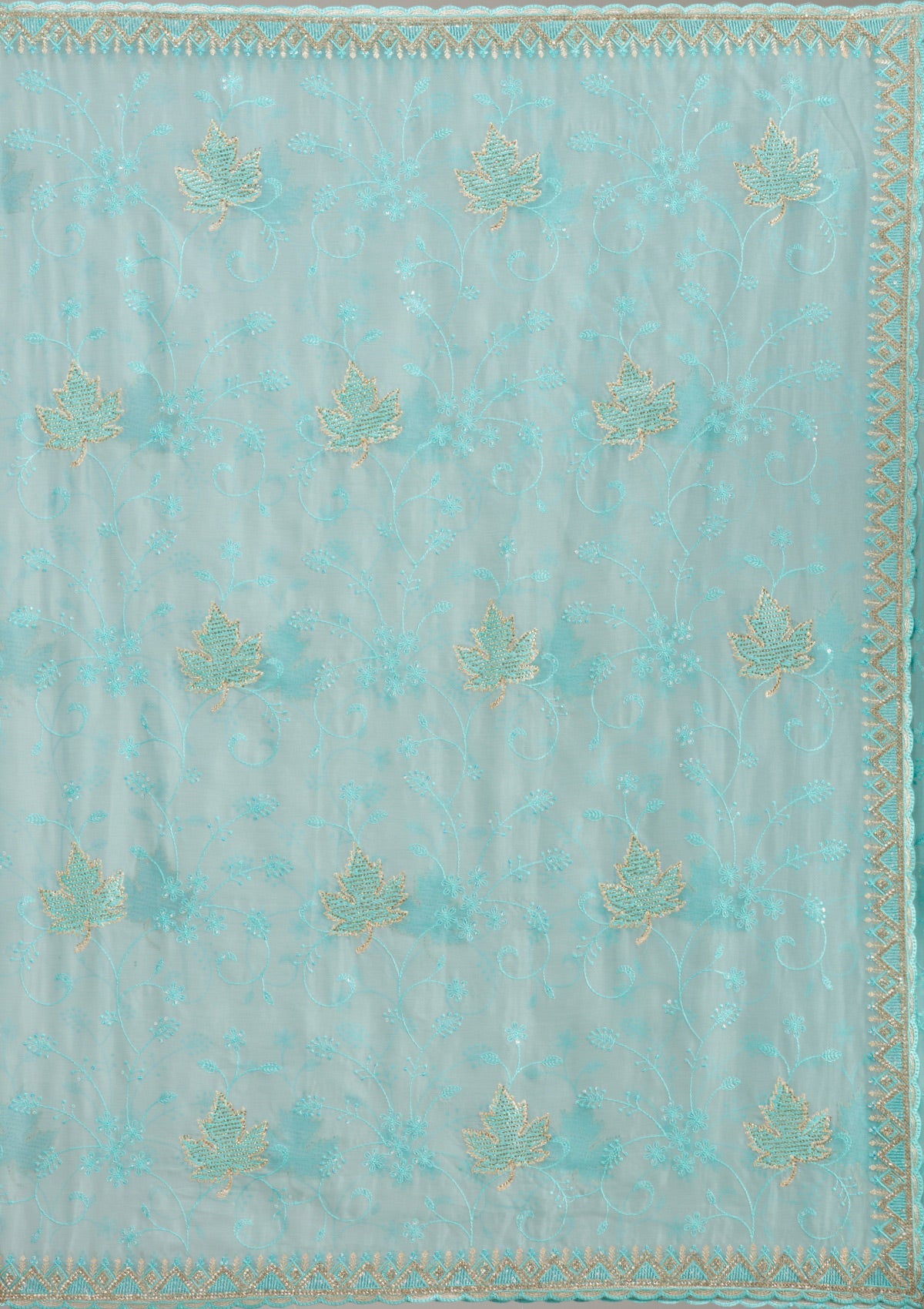 Royal Blue Zariwork (Gold) Chinon Readymade Salwar Suit-koskii