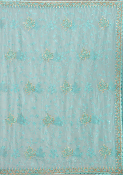 Royal Blue Zariwork (Gold) Chinon Readymade Salwar Suit-koskii