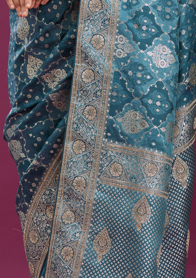 Grey Stonework Silk Saree-Koskii