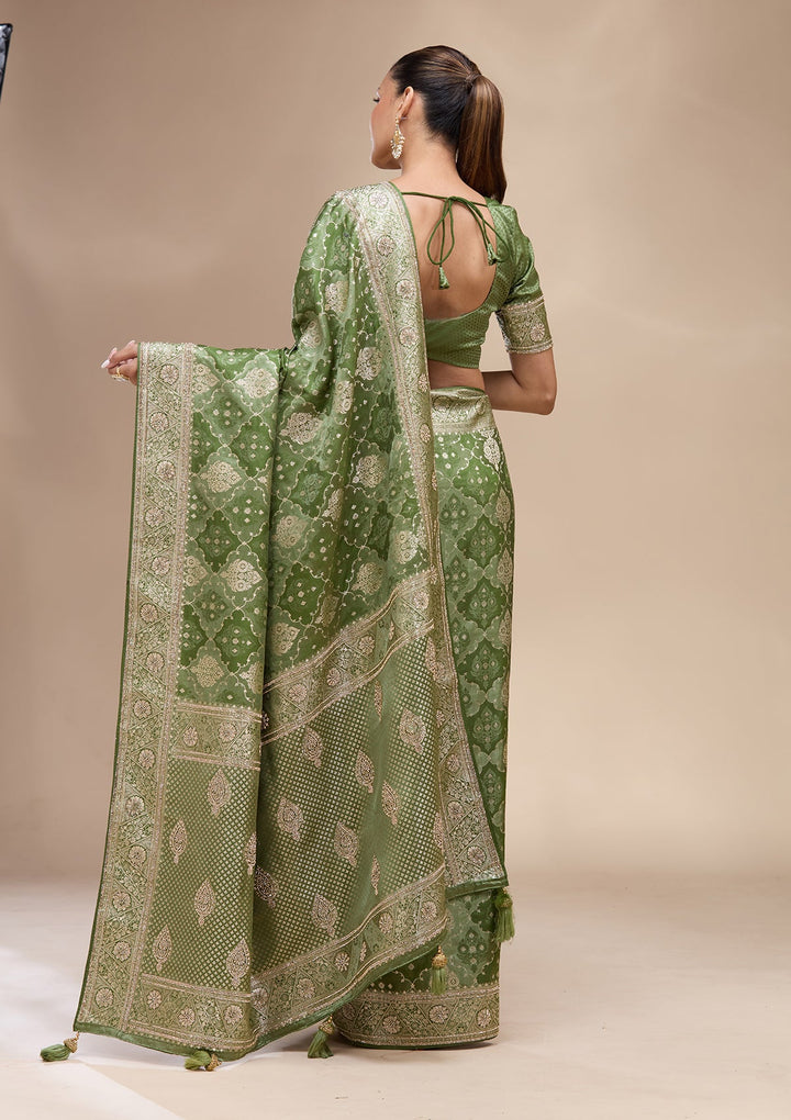 Leaf Green Zariwork (Silver) Art Silk Silk_Saree