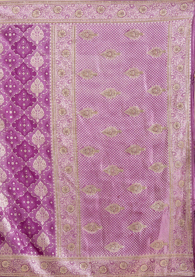 Purple Stonework Silk Saree-Koskii
