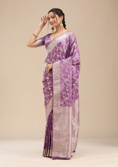 Lavender Stonework Silk Saree-Koskii