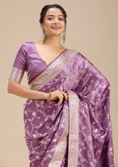 Lavender Stonework Silk Saree-Koskii