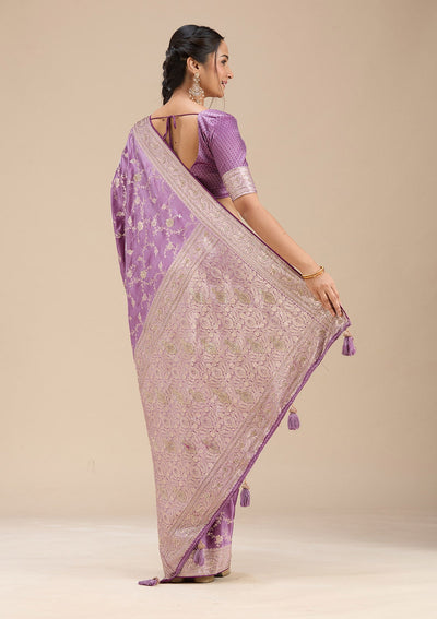 Lavender Stonework Silk Saree-Koskii