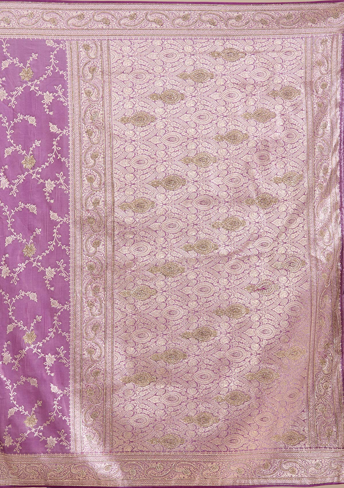 Lavender Stonework Silk Saree-Koskii
