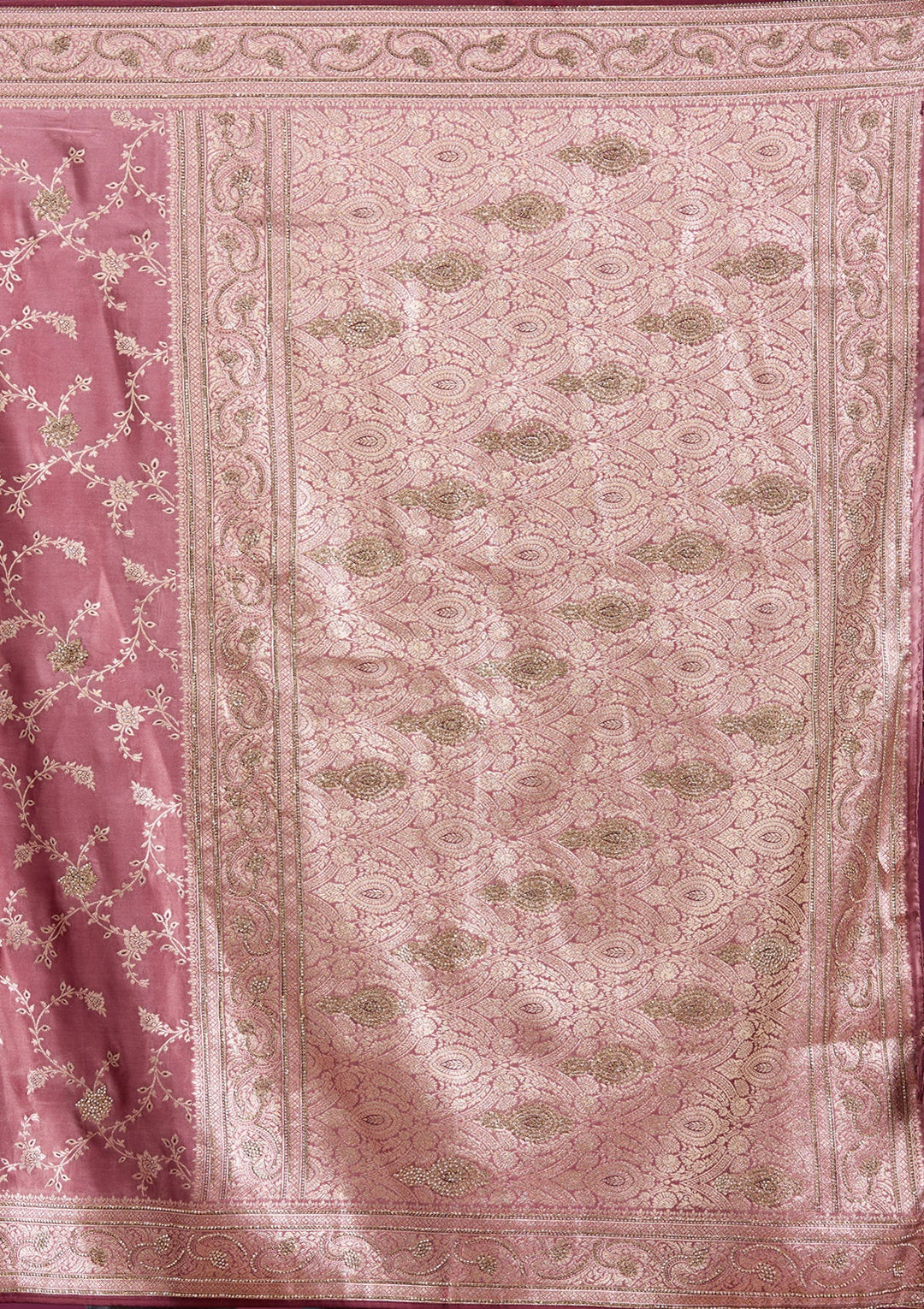 Onion Pink Stonework Silk Silk_Saree-Koskii