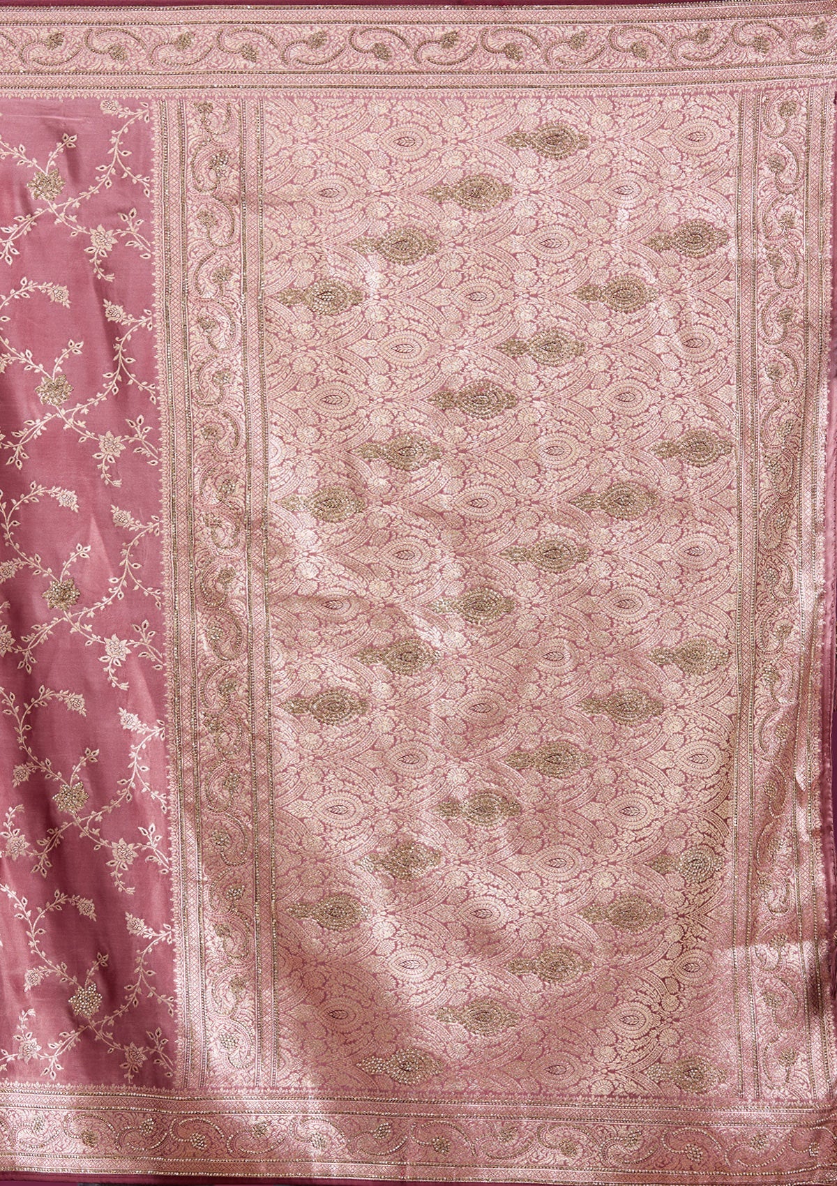 Onion Pink Stonework Silk Silk_Saree-Koskii