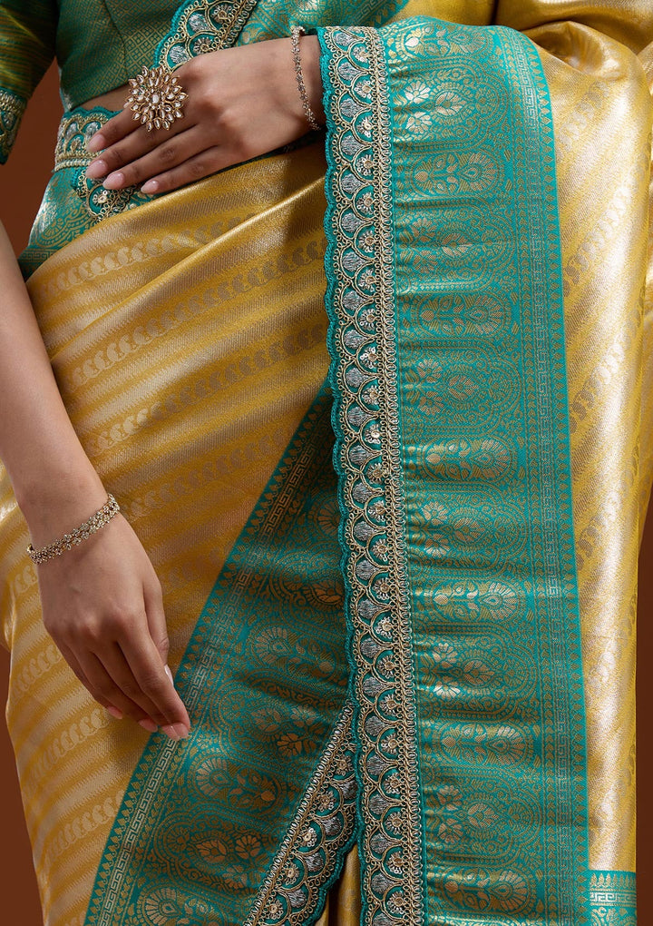 Yellow Cording Silk Silk_Saree-koskii