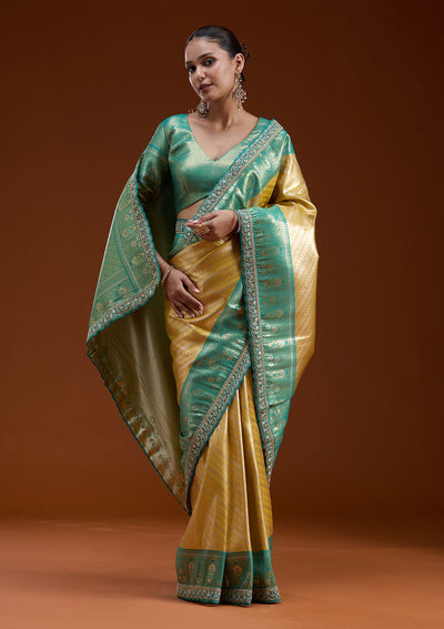 Yellow Cording Silk Silk_Saree-koskii