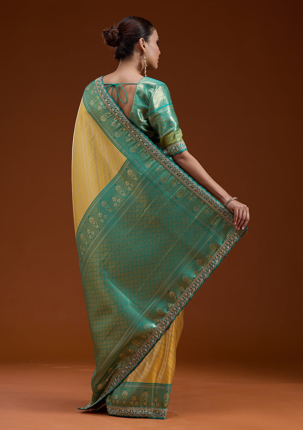 Yellow Cording Silk Silk_Saree-koskii