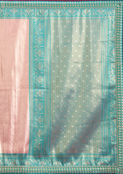 Baby Pink Cording Silk Saree-Koskii
