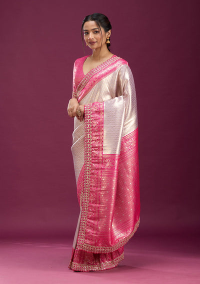Light Lavender Cording Silk Saree-Koskii