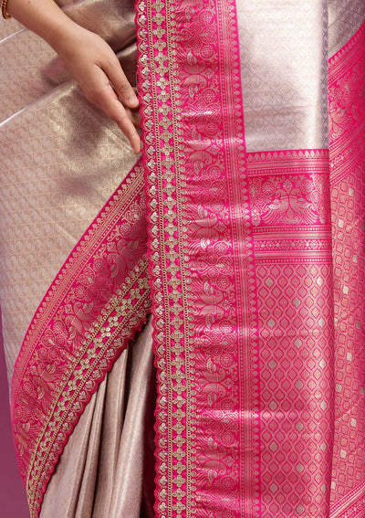 Light Lavender Cording Silk Saree-Koskii
