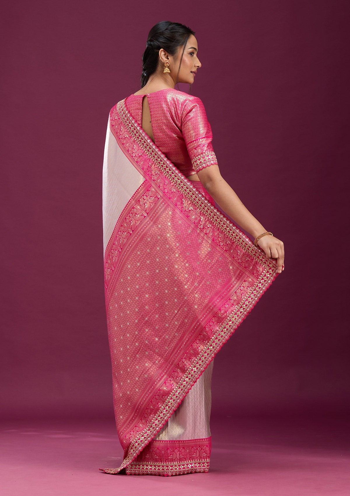 Light Lavender Cording Silk Saree-Koskii